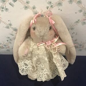 Easter Handmade Outfit Collectible Jointed Bunny Dressed in Lace Gifting NWOT.